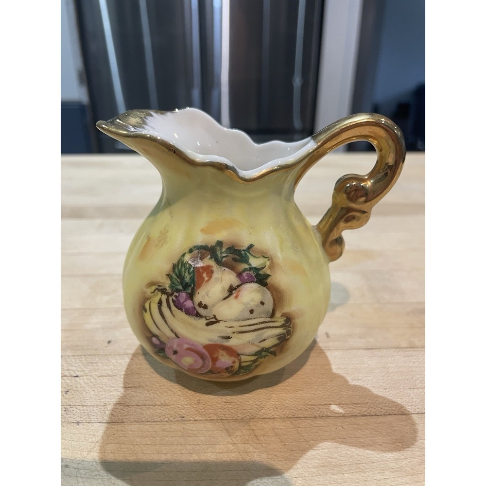 Vintage Enesco Japan E1347 Hand Painted Miniature Porcelain Pitcher Fruit